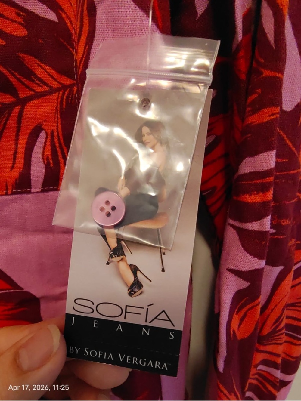sofia by sofia vergara Pink and Red Tropical Tie-Front Button Shirt - Picture 7 of 7